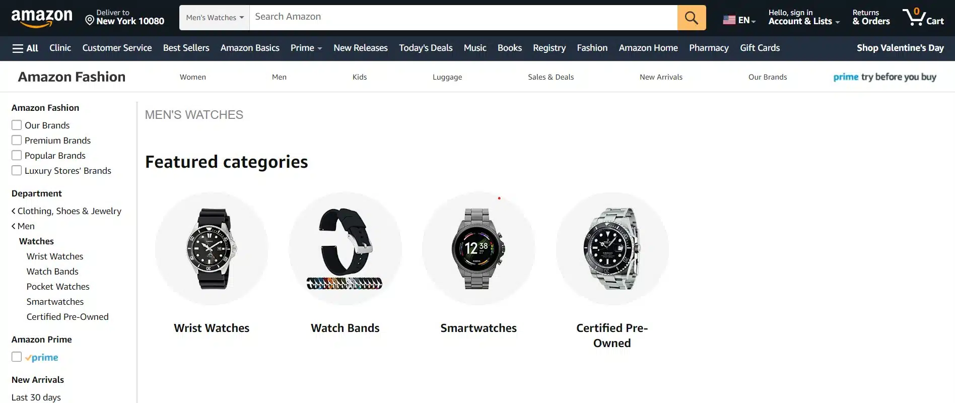 Amazon Mens Watches Page