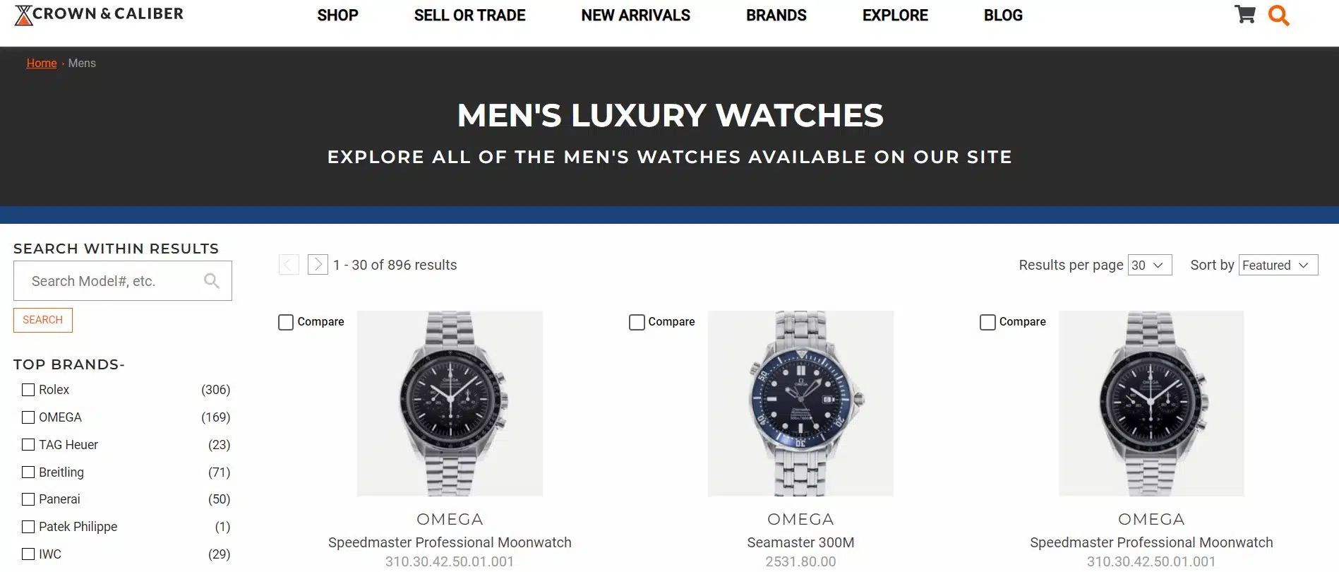 Crown and Caliber Mens Watches Page