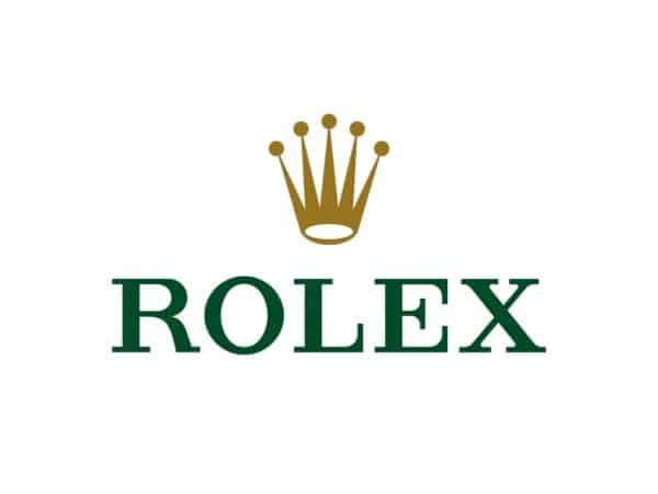 The gold crown logo for Rolex Watches. 