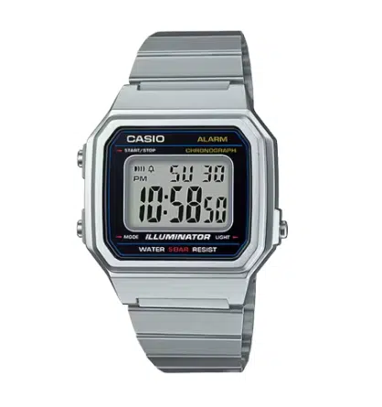 A Casio B650WD-1A digital watch in silver.