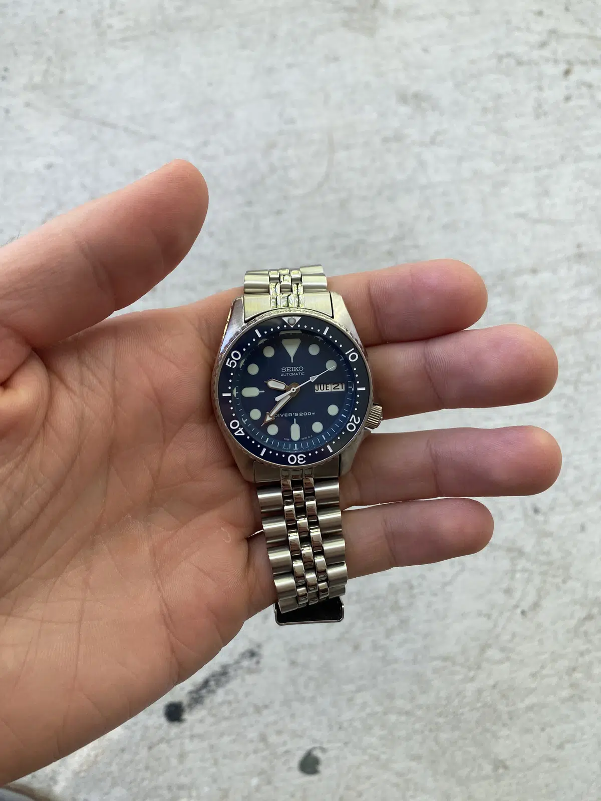 Seiko SKX013 with blue dial and bezel insert