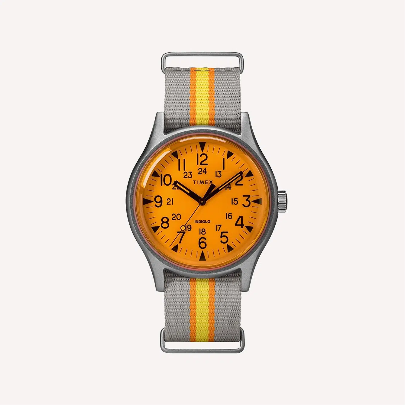 Timex MK1 Aluminum California Orange Dial Canvas Strap Men_s Watch TW2T25500