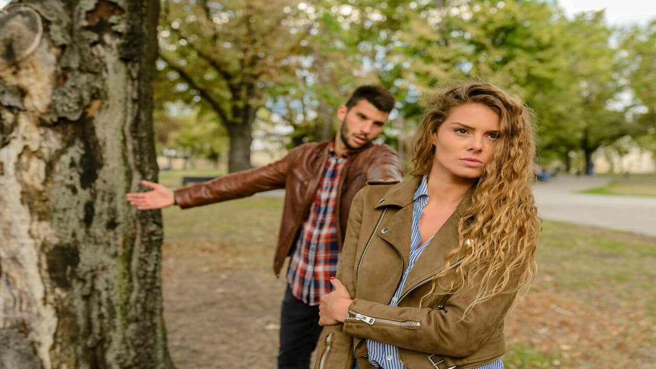 A woman ignoring her husband