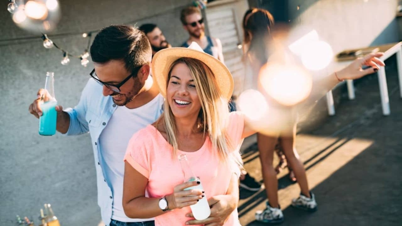 Man celebrating her partner's achievement