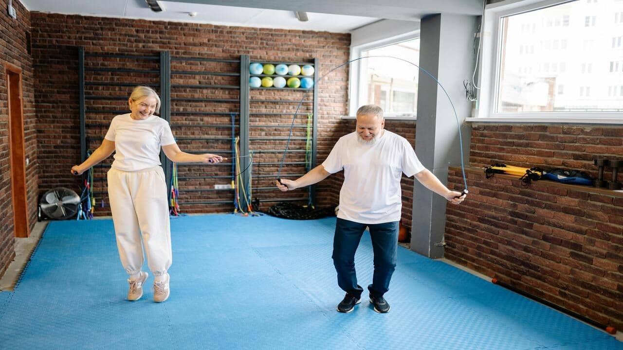 A couple exercising together