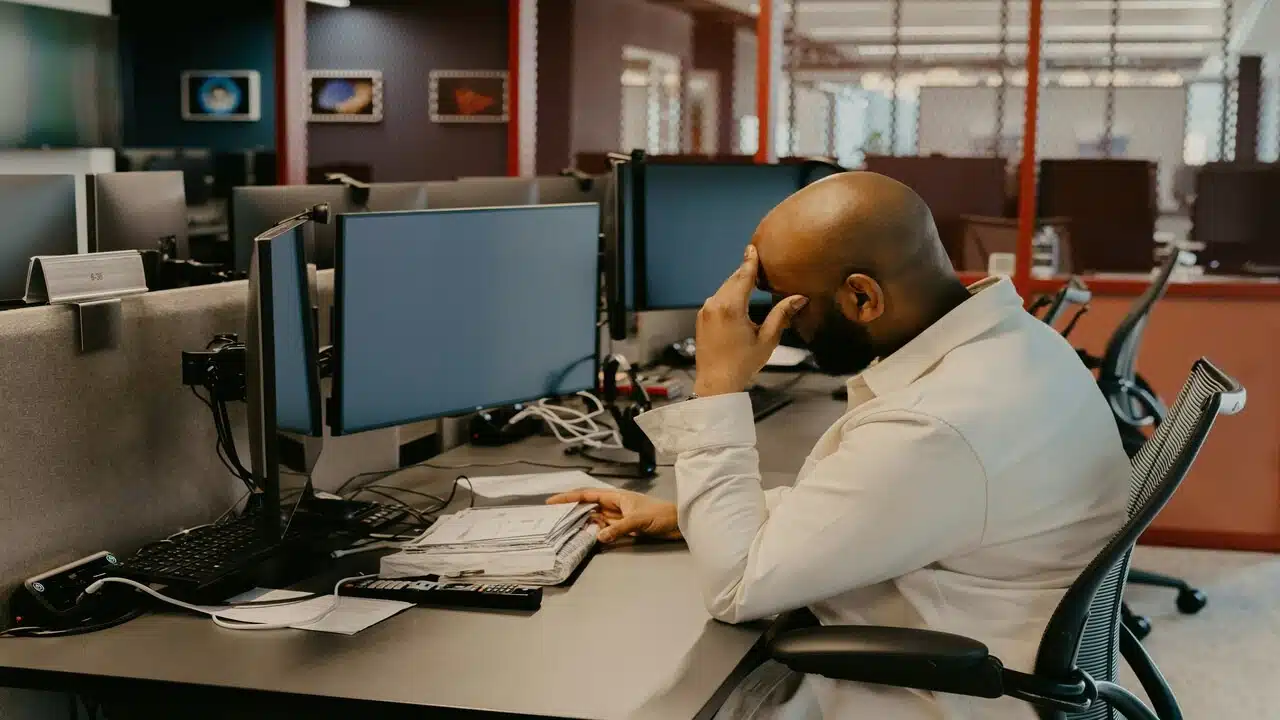 A man stressed at work