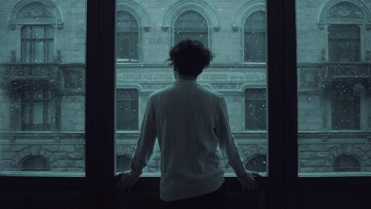 A man gazing out of a window.