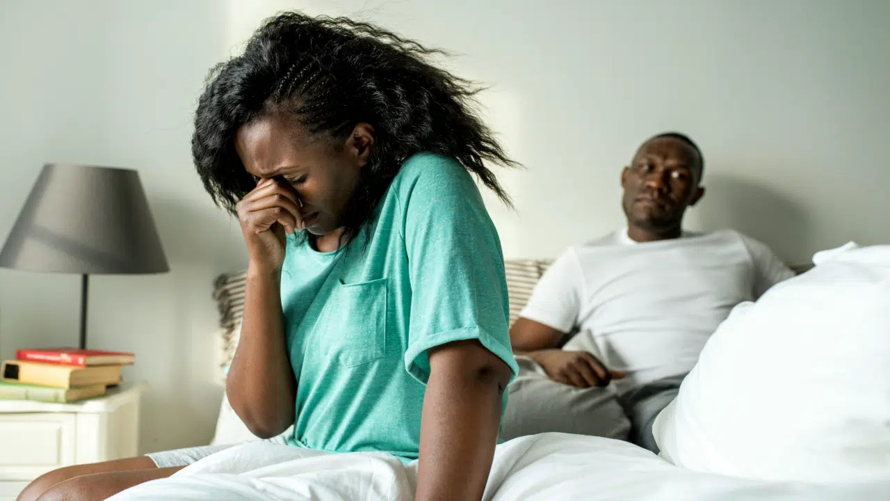 A woman looking upset after an argument