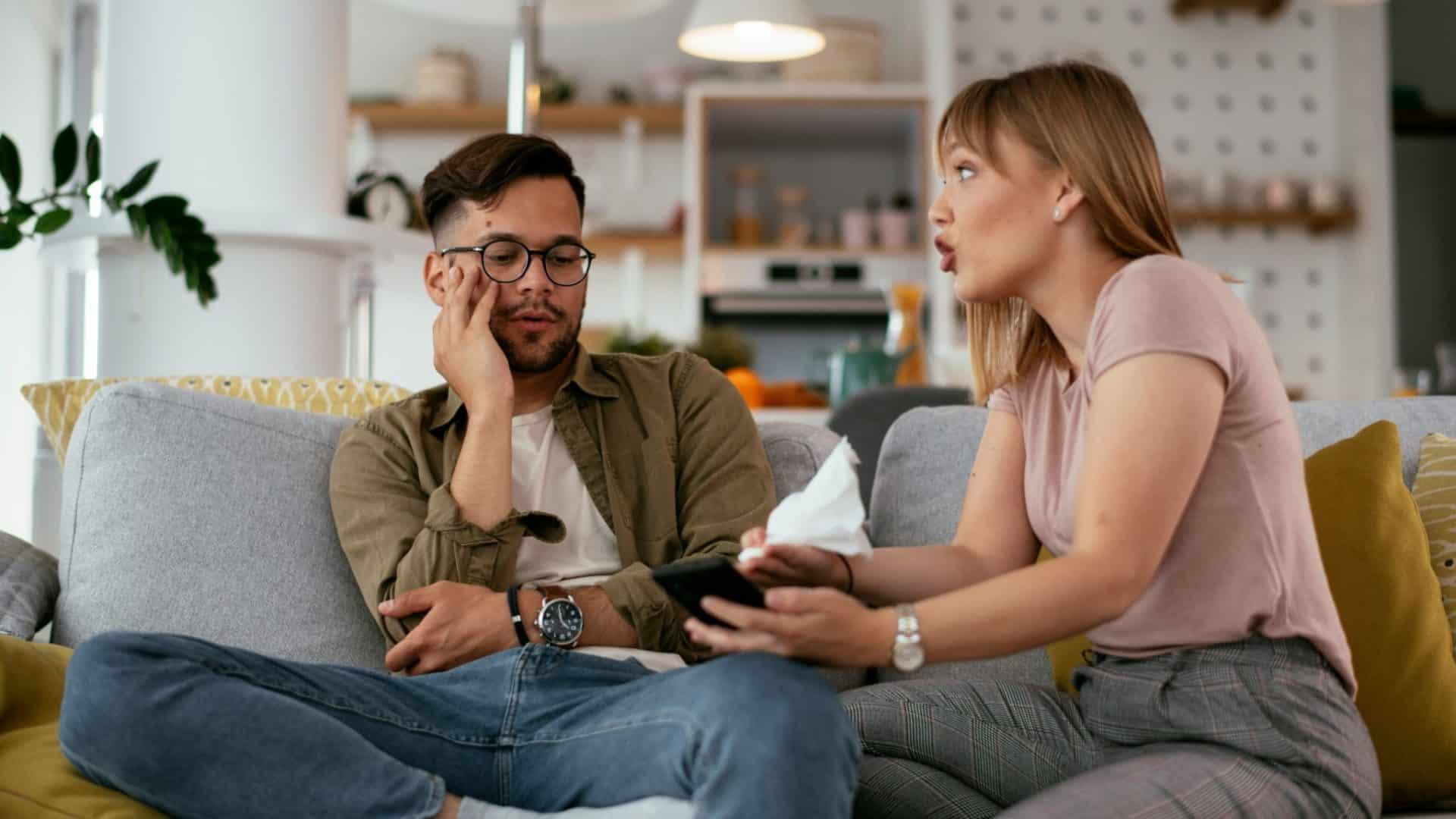 A man being cold to woman