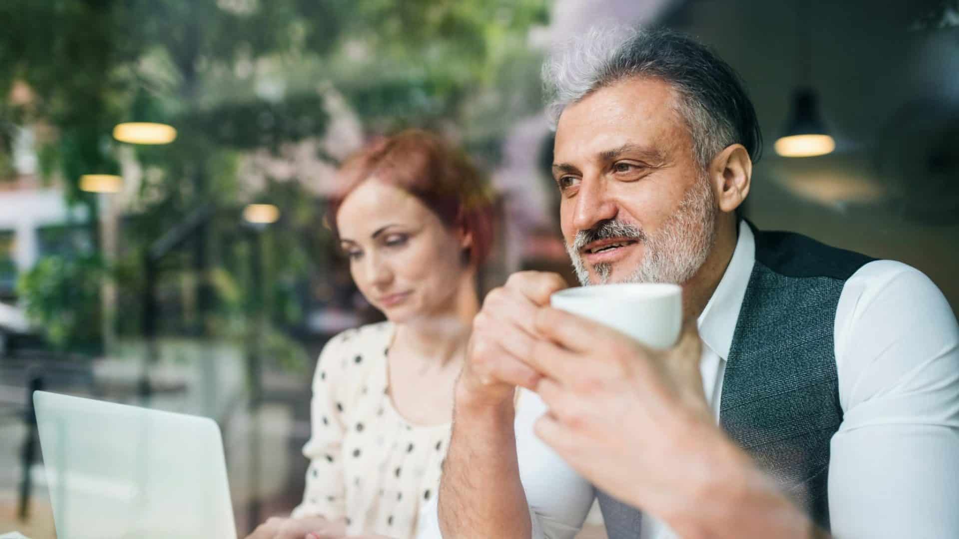 A man and woman at the cafe