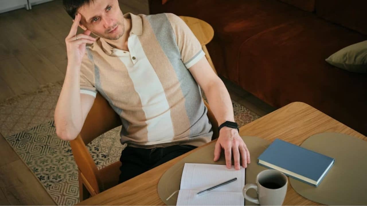 Man journaling goals and reflections about relationships