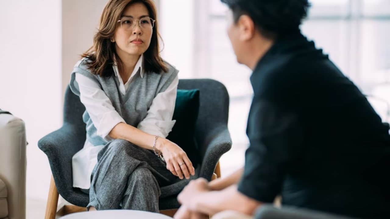 Man staying calm during a disagreement with his partner