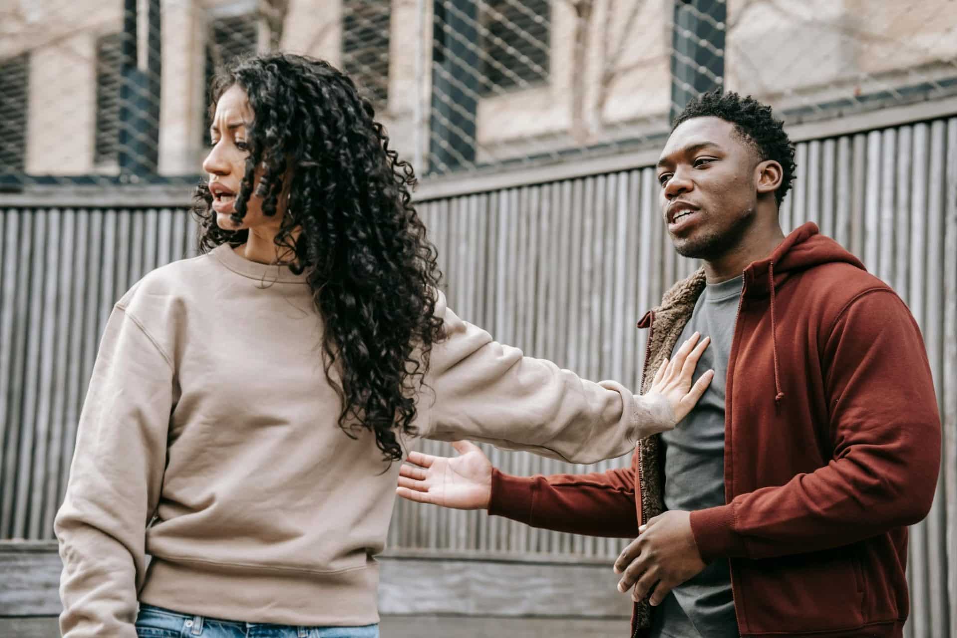 A woman getting offended with man