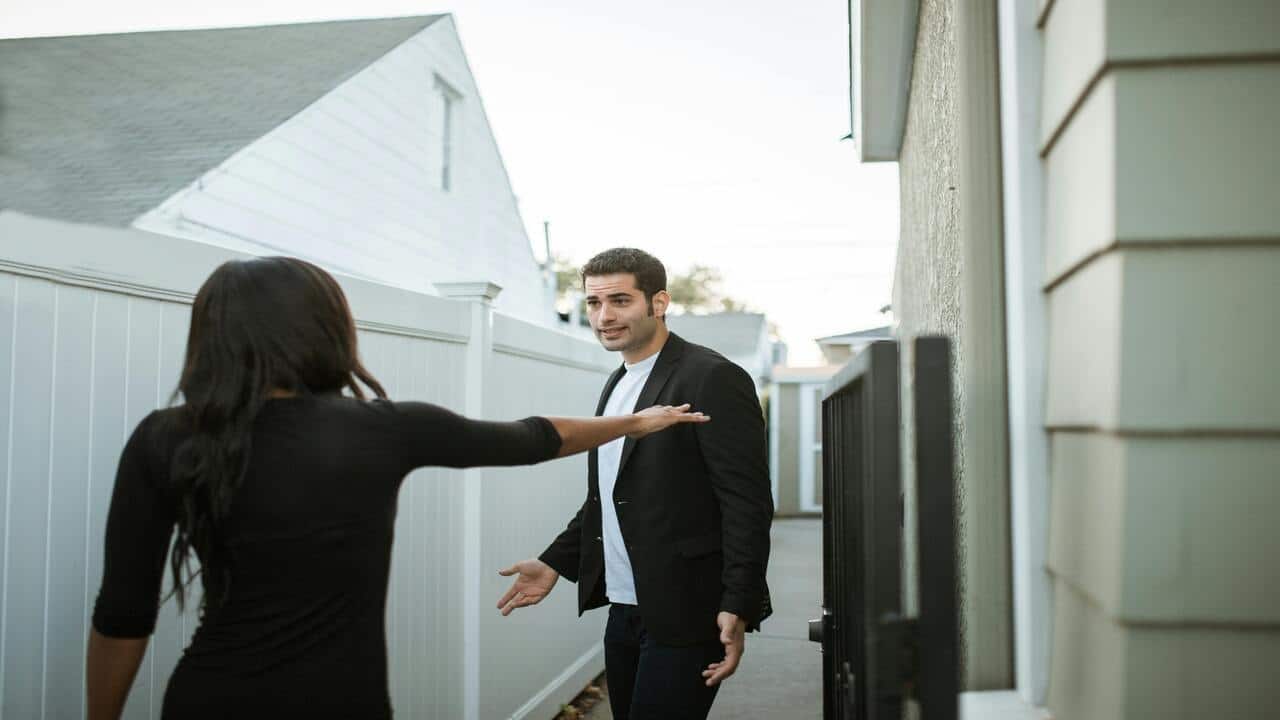 A woman yelling at her boyfriend