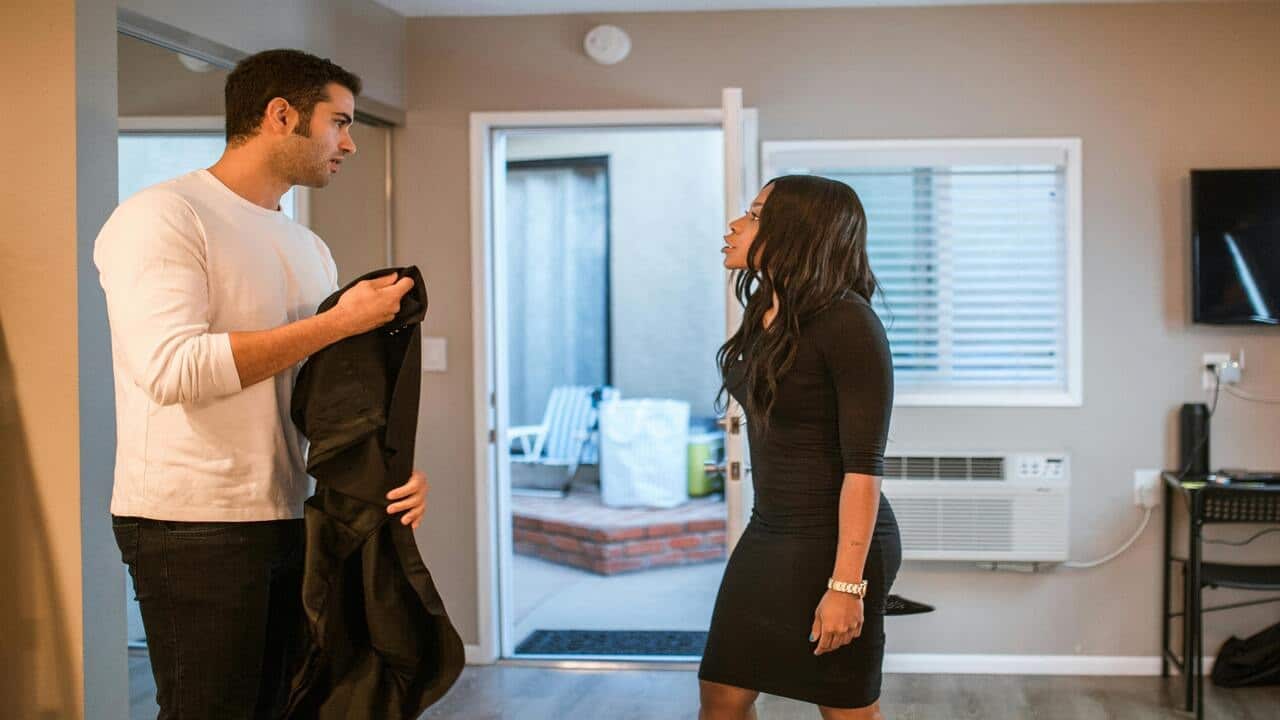 A woman yelling at her husband