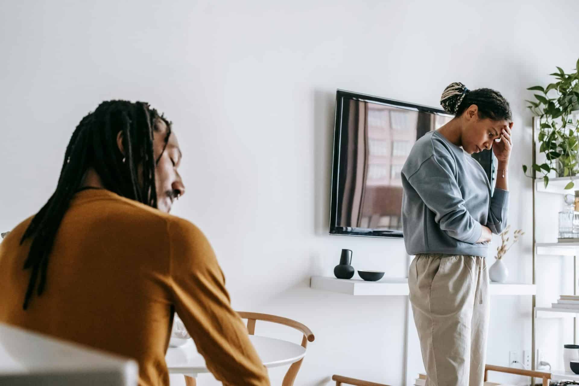 A man and woman after a serious talk