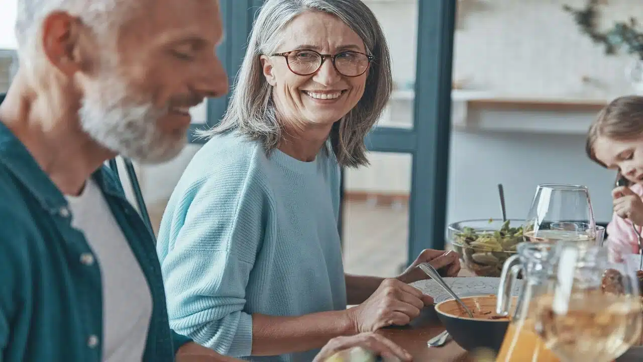 A mature woman looking at her partner