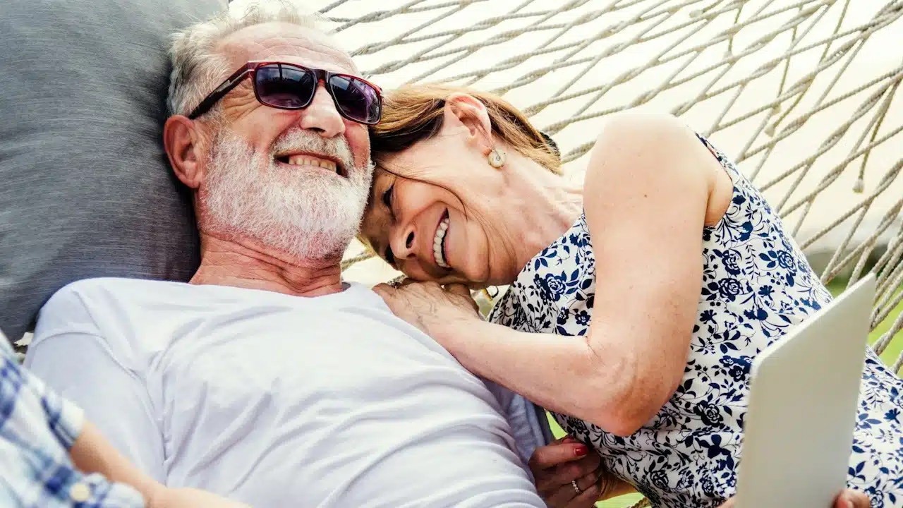 A lovely mature couple on a romantic vacation.