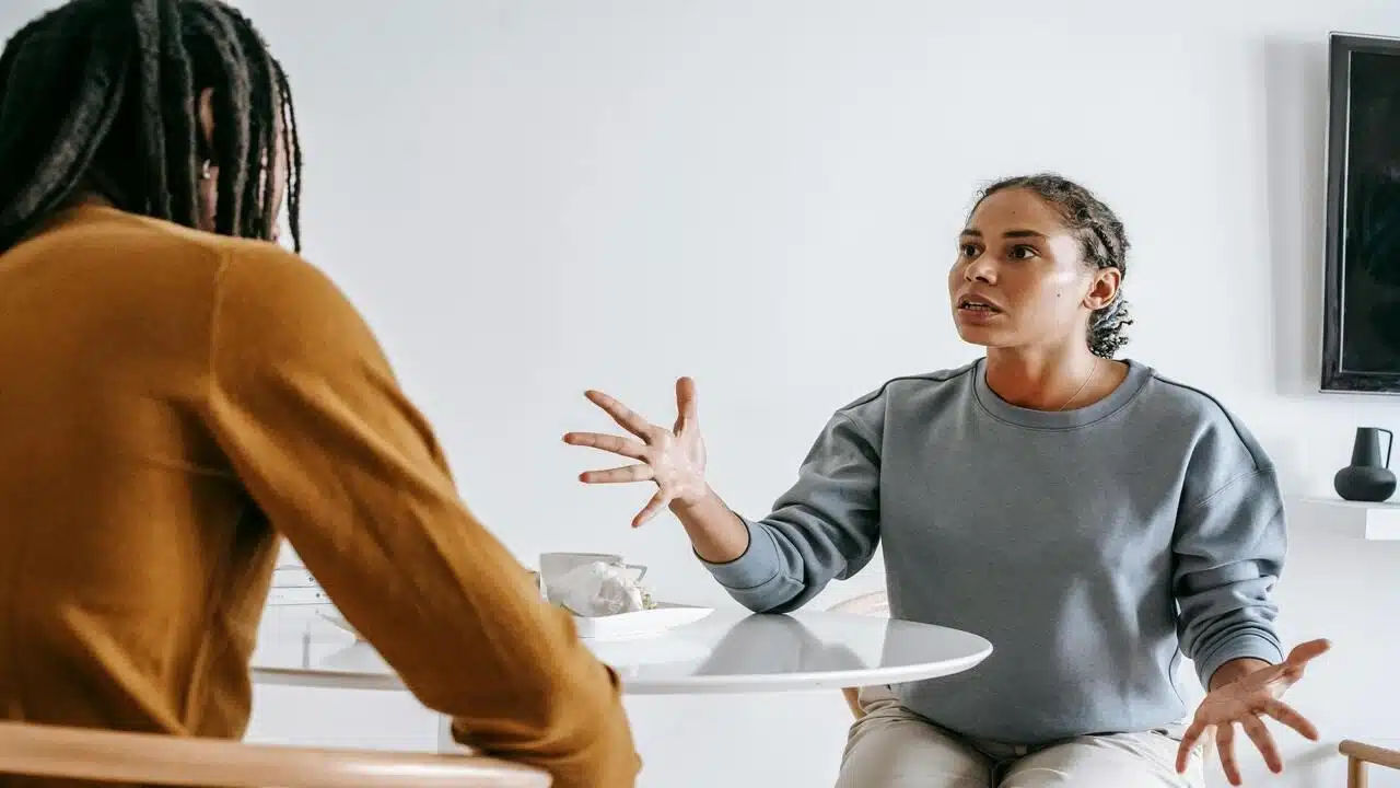 A woman yelling at her husband