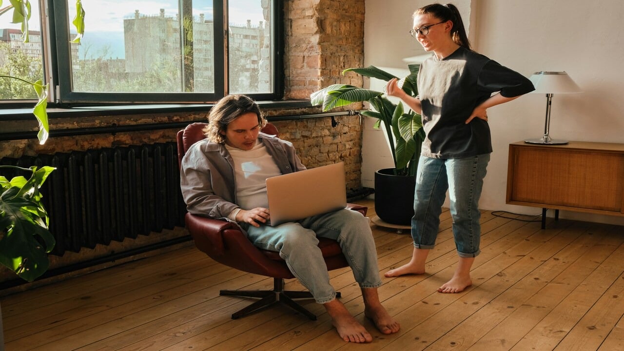 A woman yelling at a man