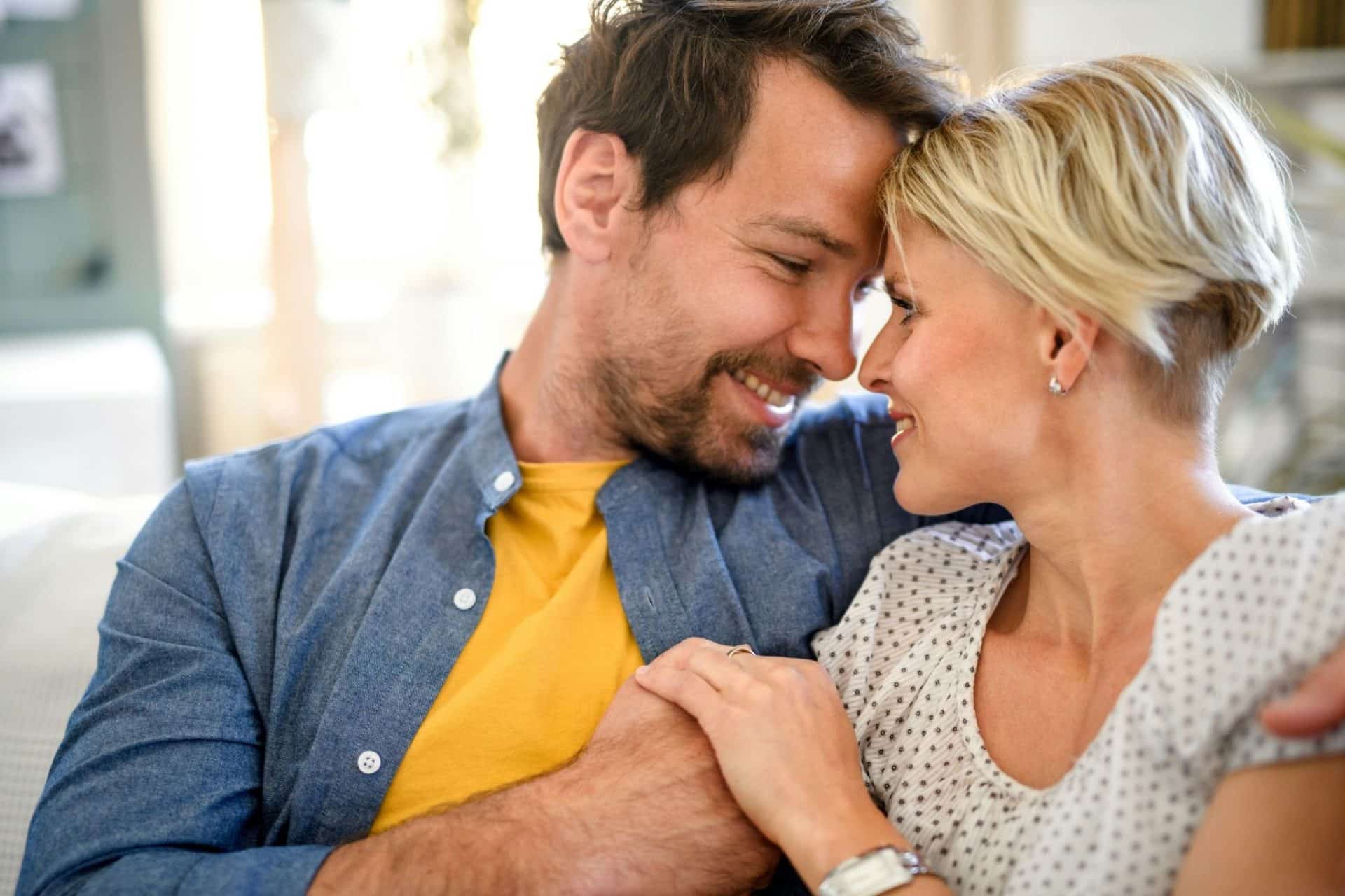 A man and woman close to each other