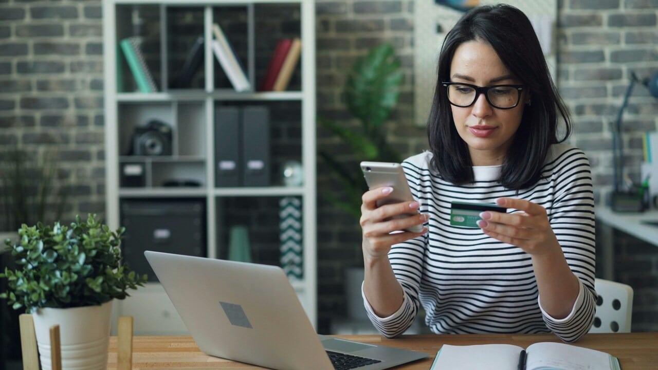 A woman shopping online