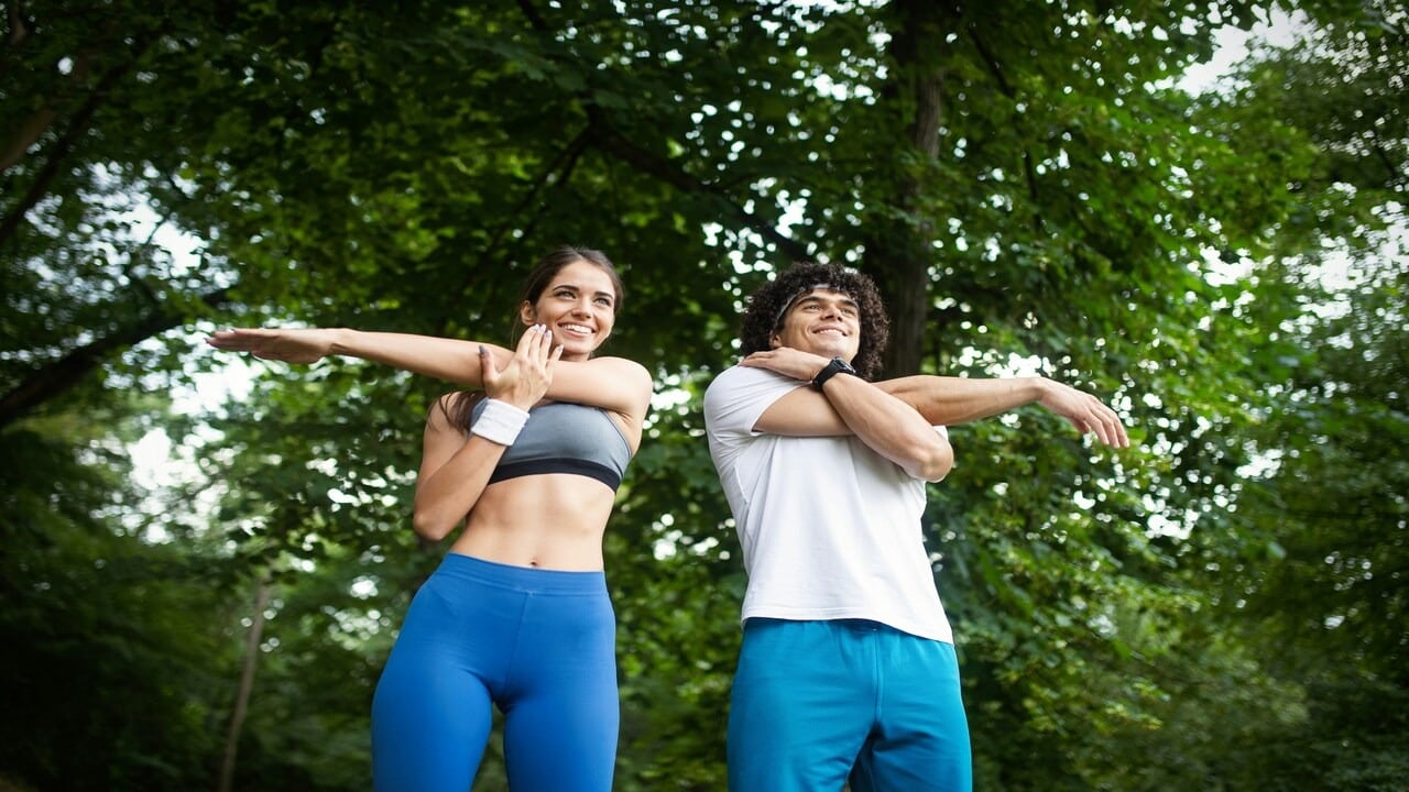 A couple exercising together