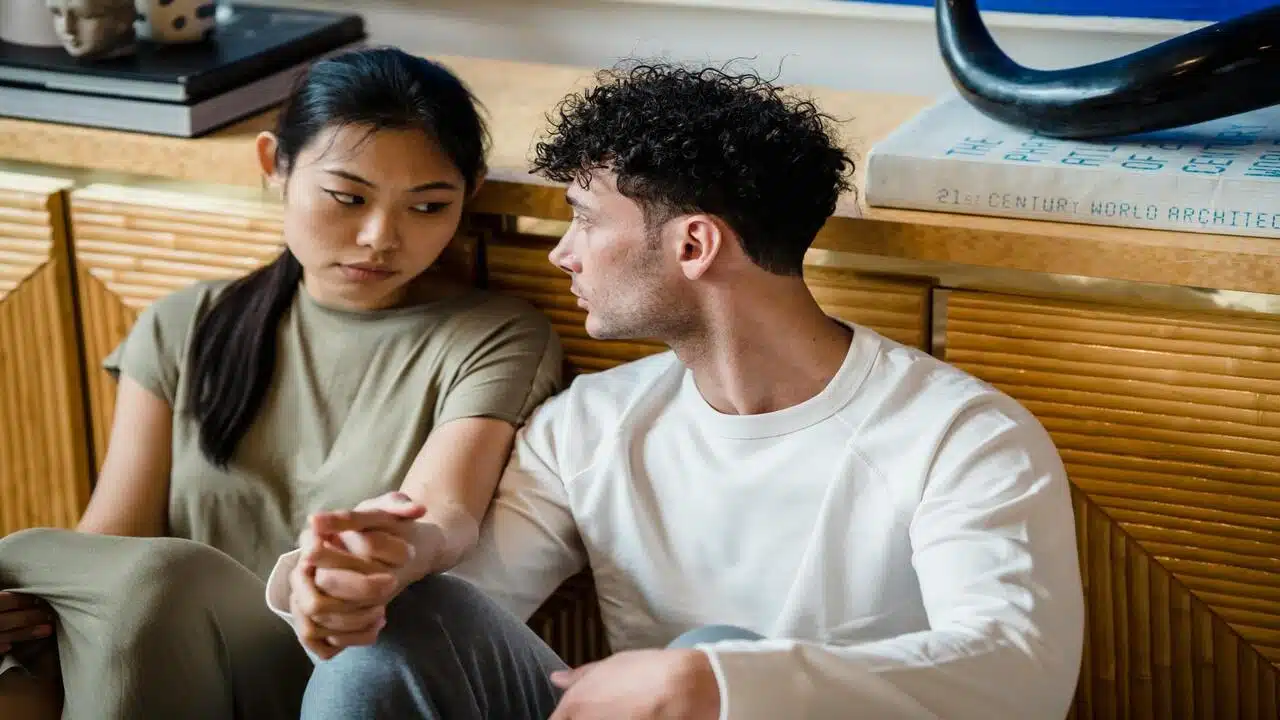 A couple having a serious talk
