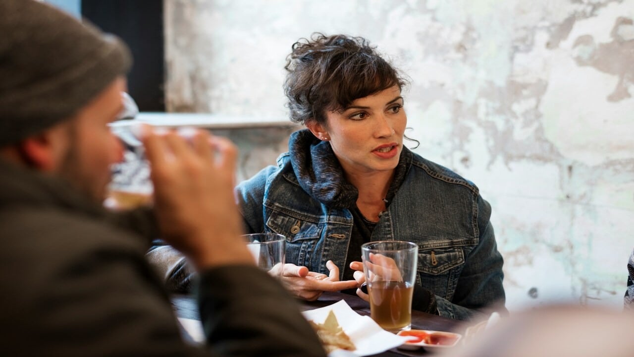 A woman having lunch with friends