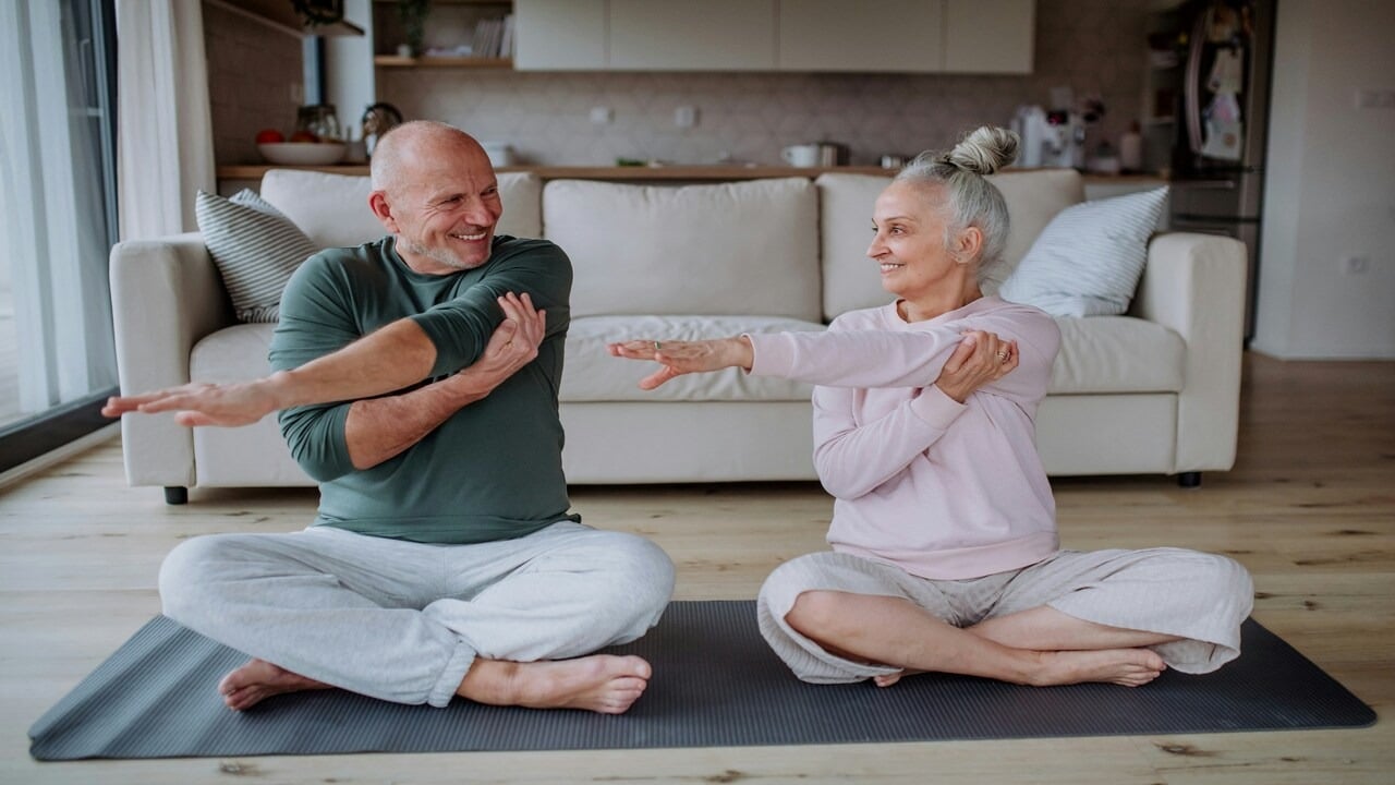 A couple exercising together