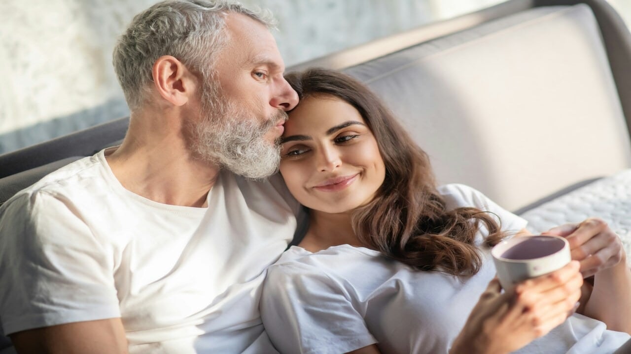 A couple having morning coffee