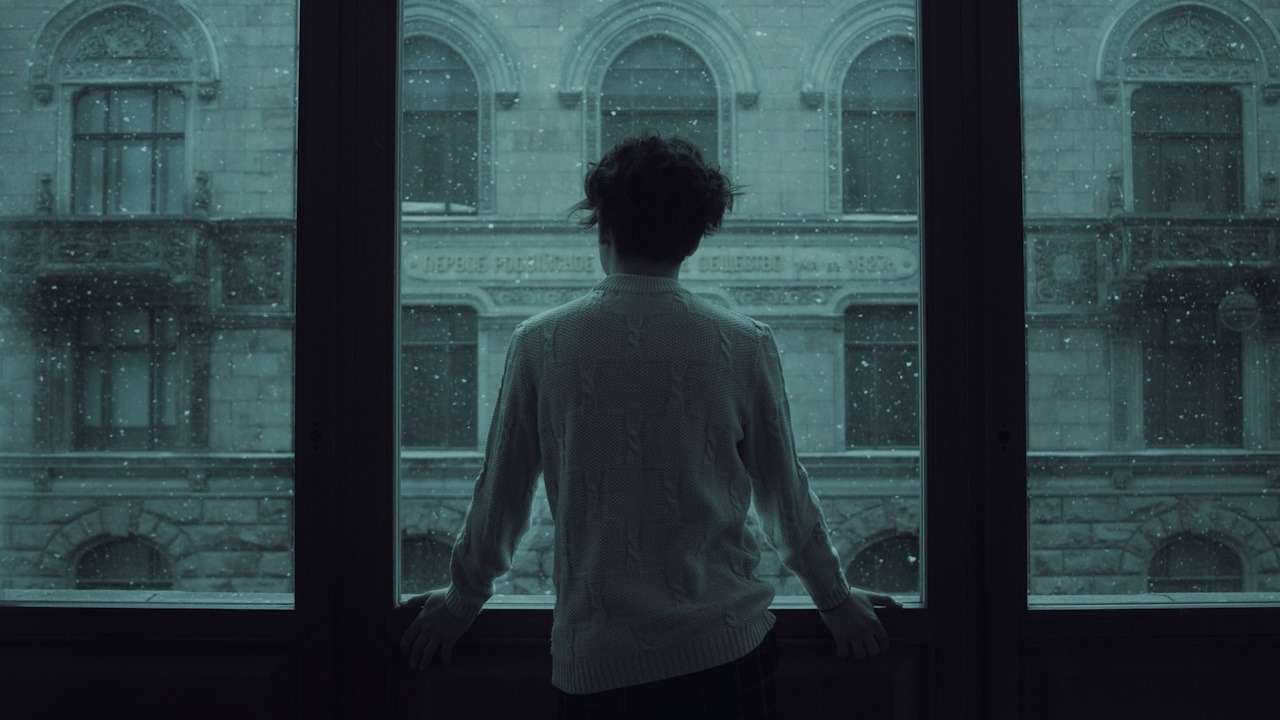 A man gazing out of a window.