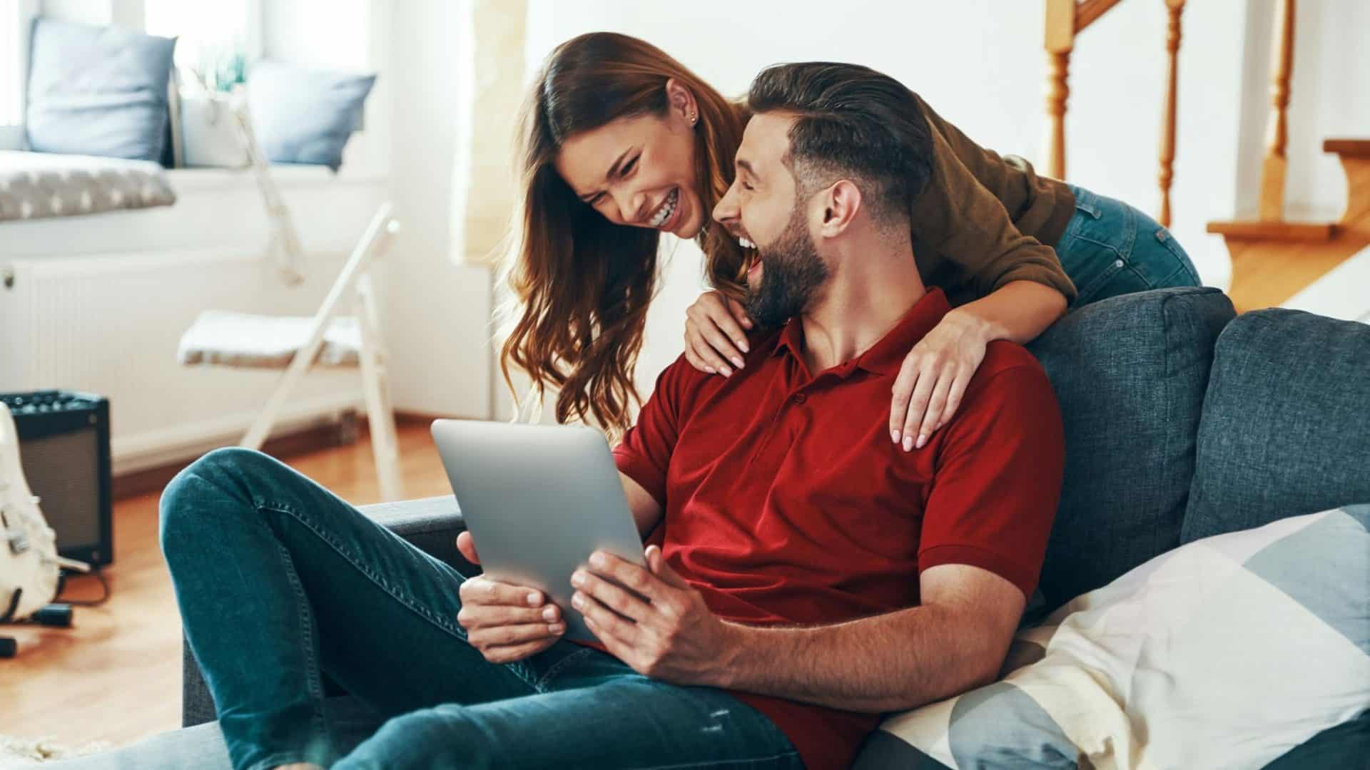 A man doing something for woman