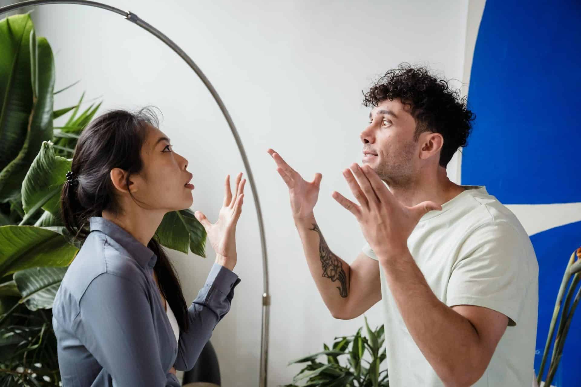 A couple arguing loudly.