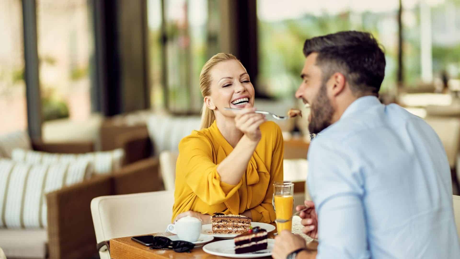 A man and woman having a date