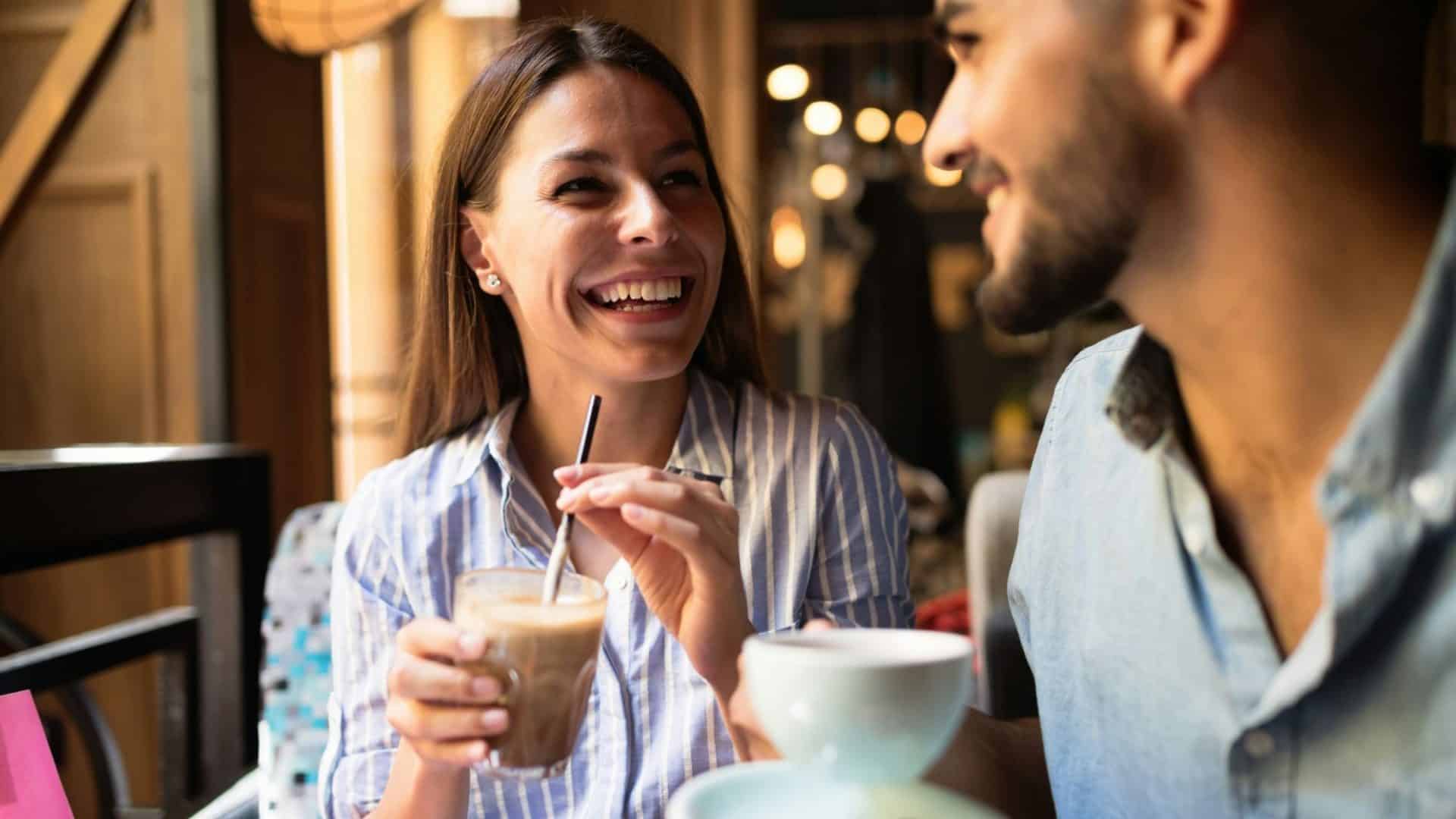 Woman smiling with a man