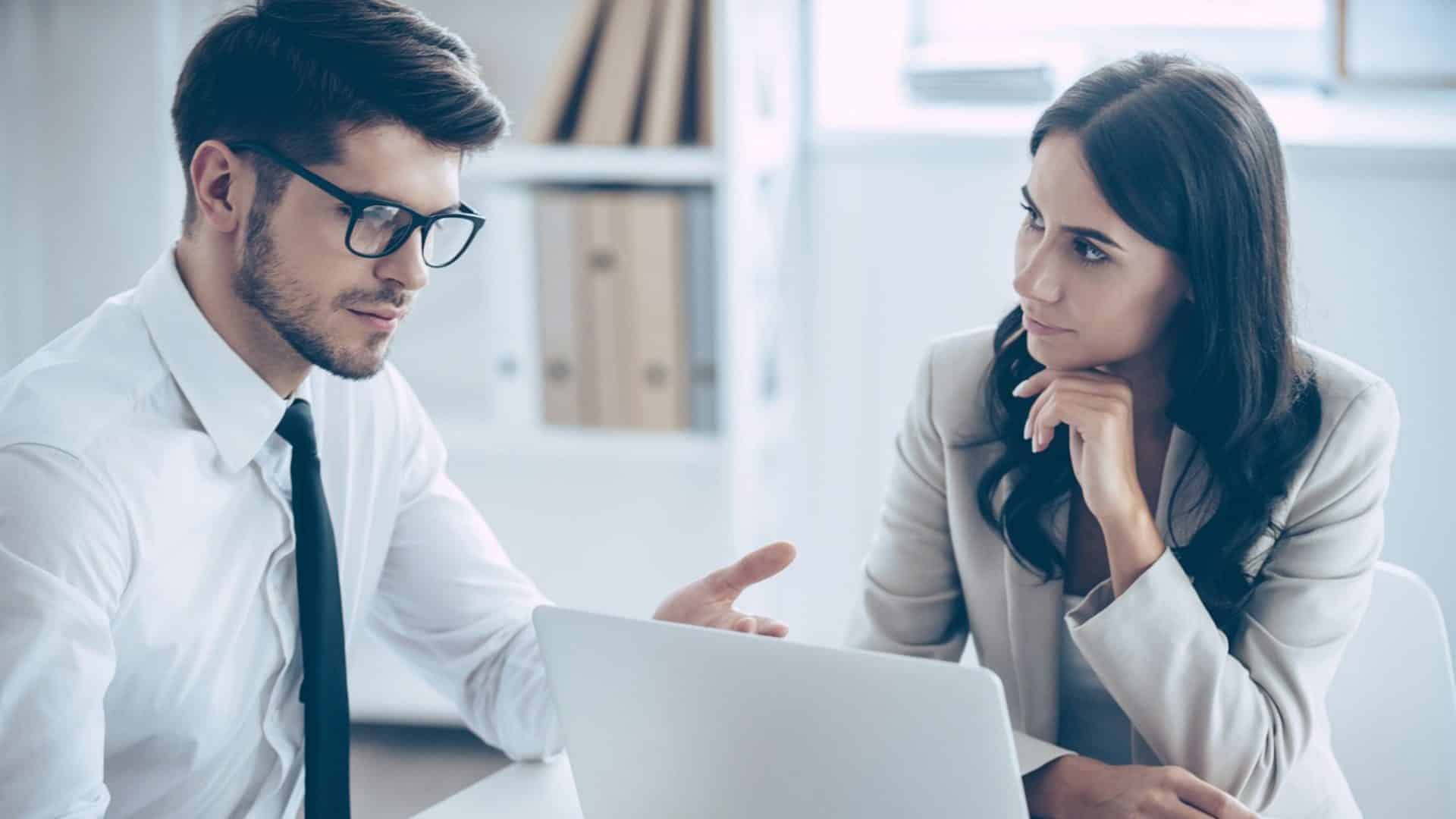 Woman listening to a man