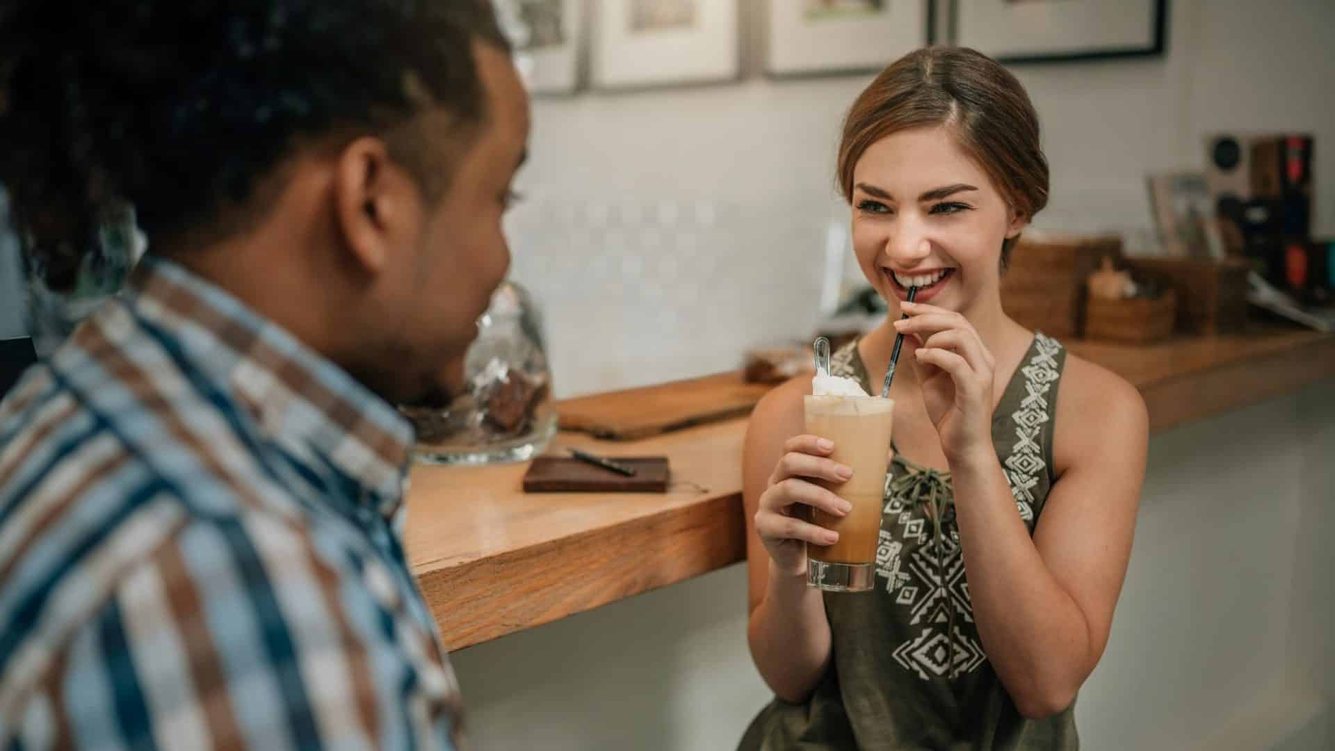 A man talking to woman