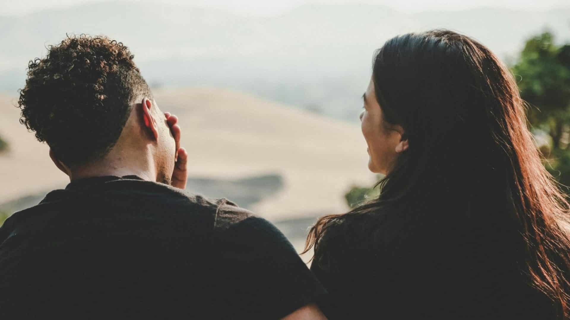 Woman talking to a man