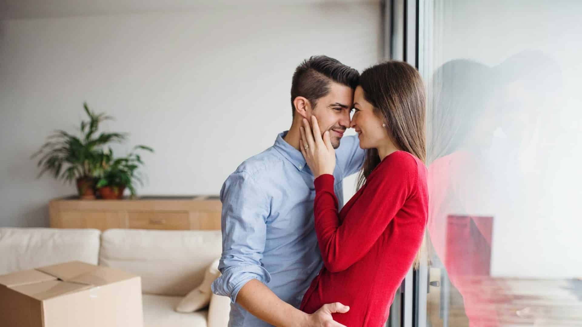 A man and woman close to each other