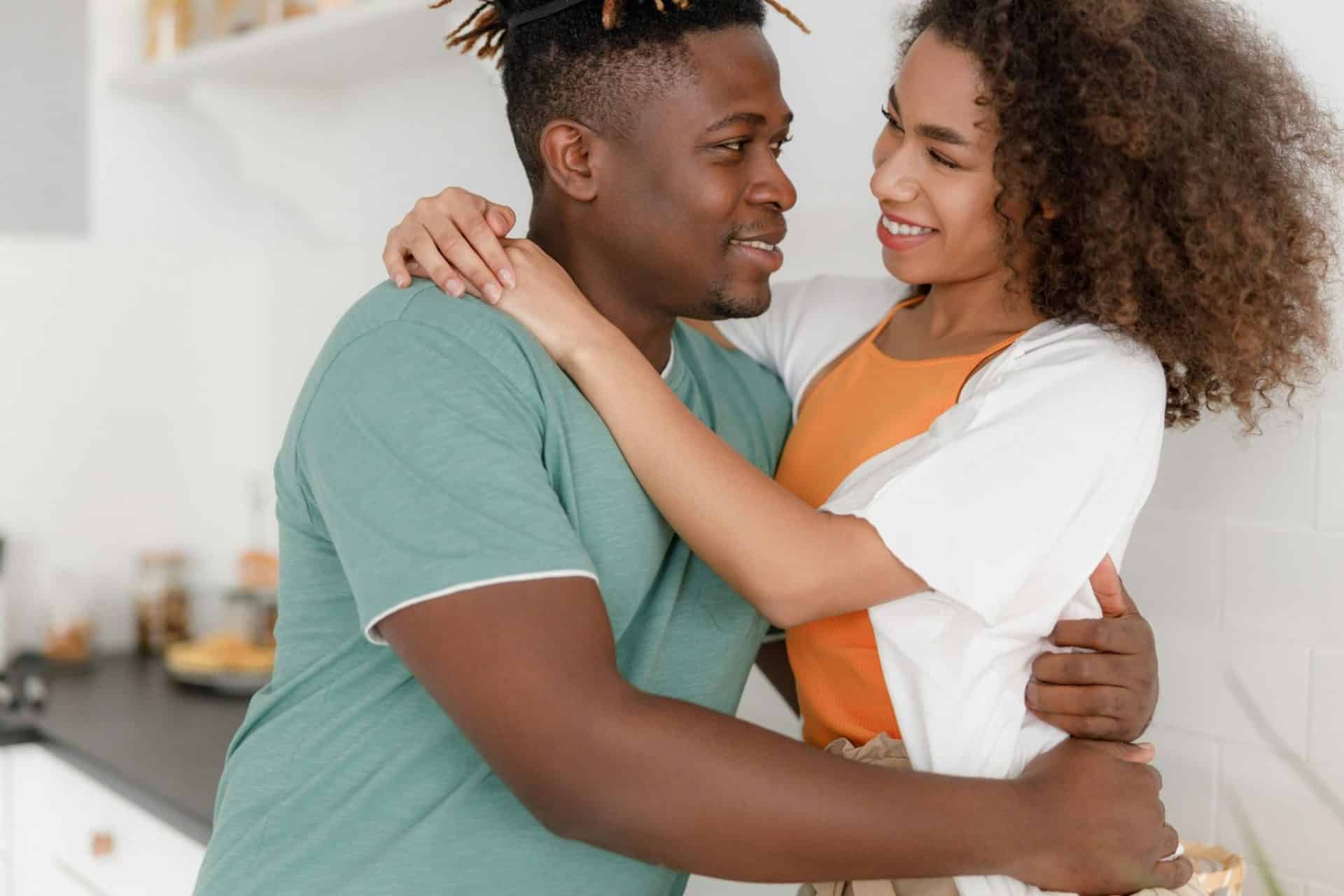 A man and woman close to each other