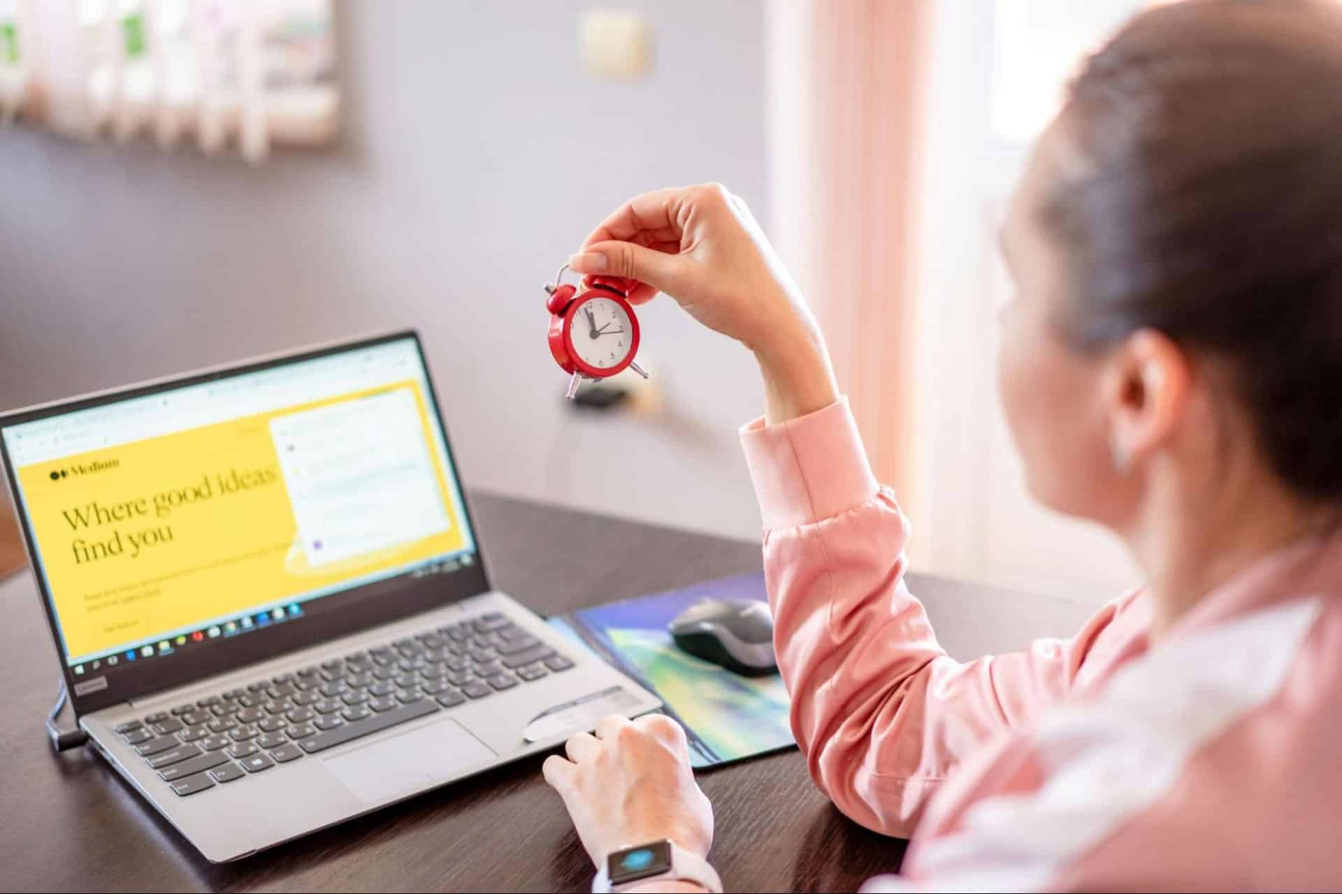 Woman prioritizing her schedule while calmly declining a request