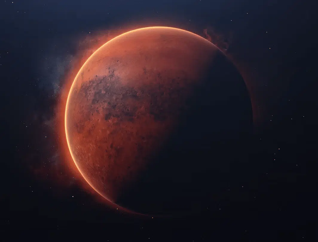 A photo showing Mars.