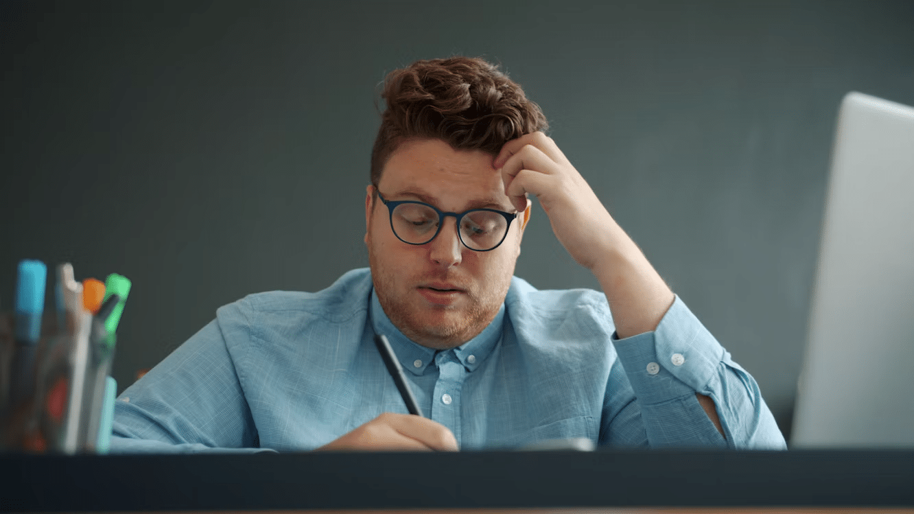 A young man busy at work.