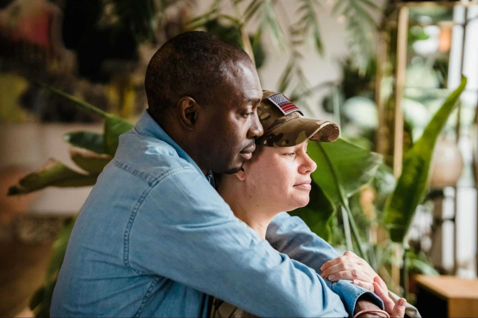 Man supporting partner during a difficult moment