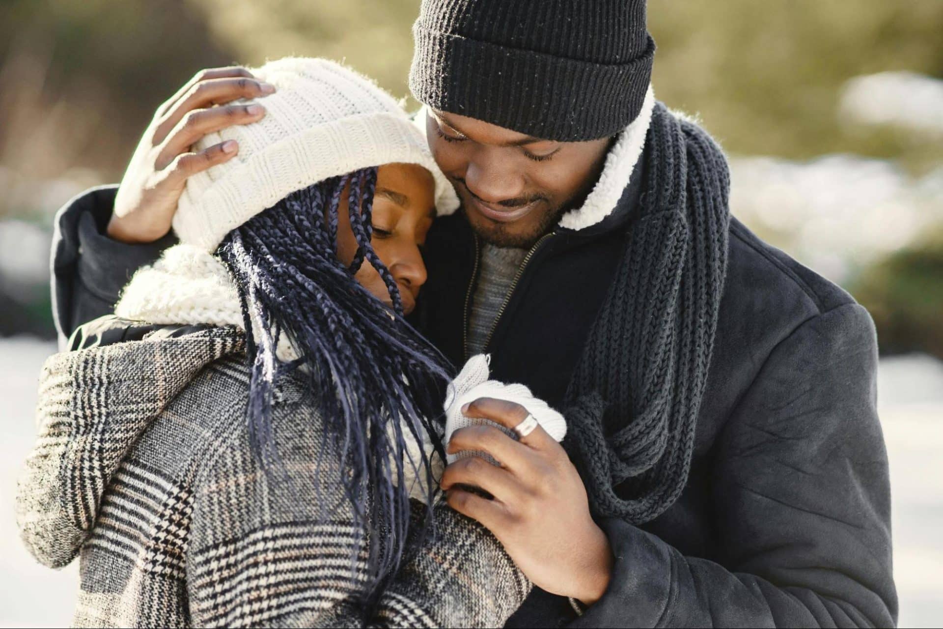 Couple embracing peacefully