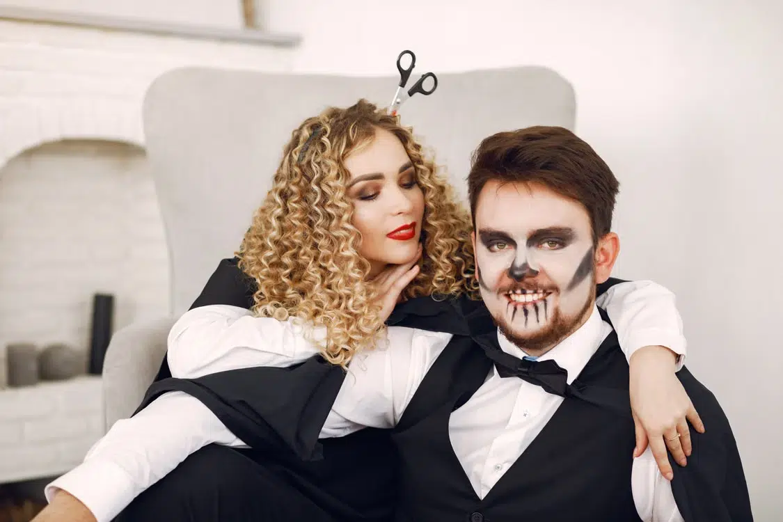 A couple having fun on Halloween.
