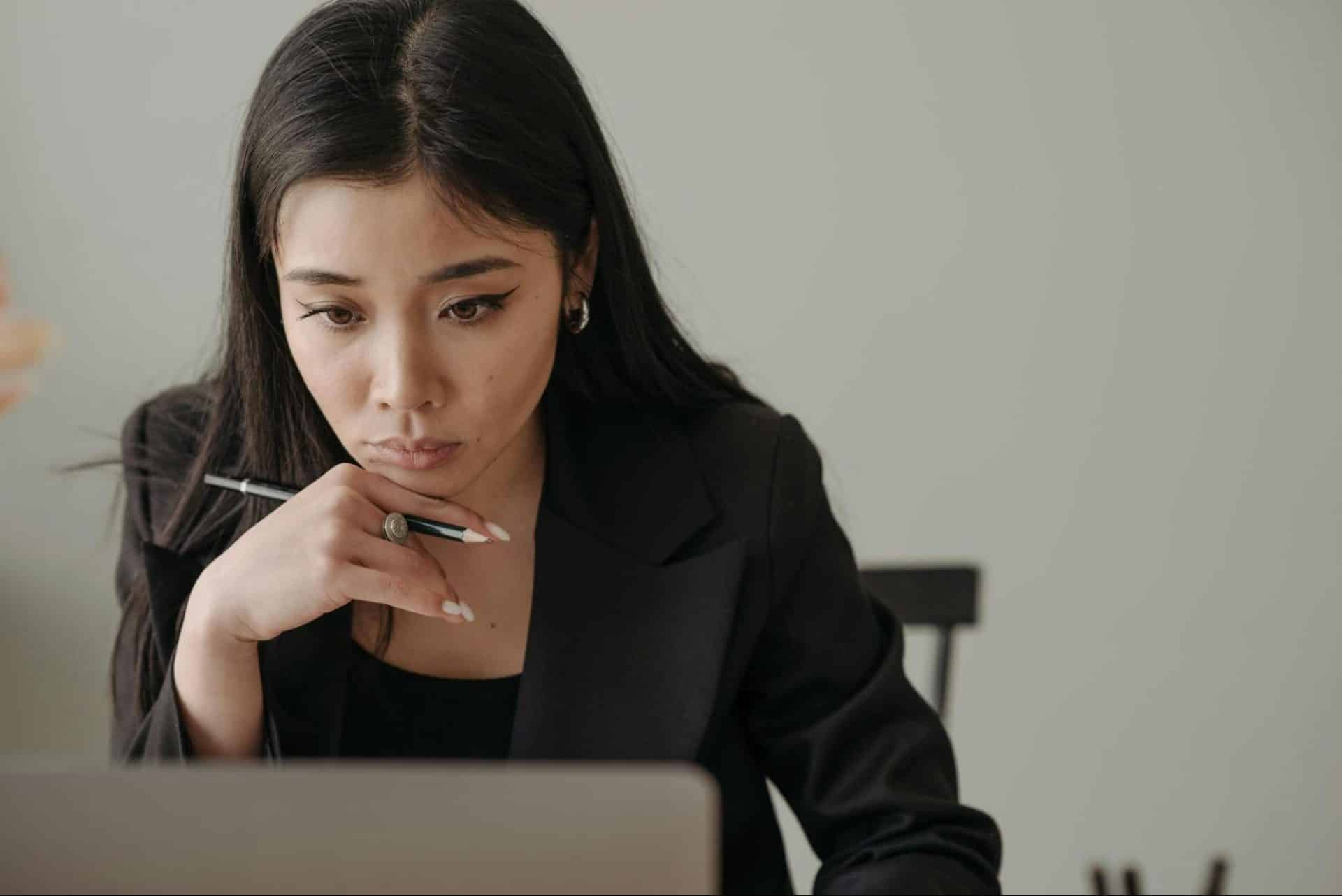 Woman focused and passionate while working on a personal goal