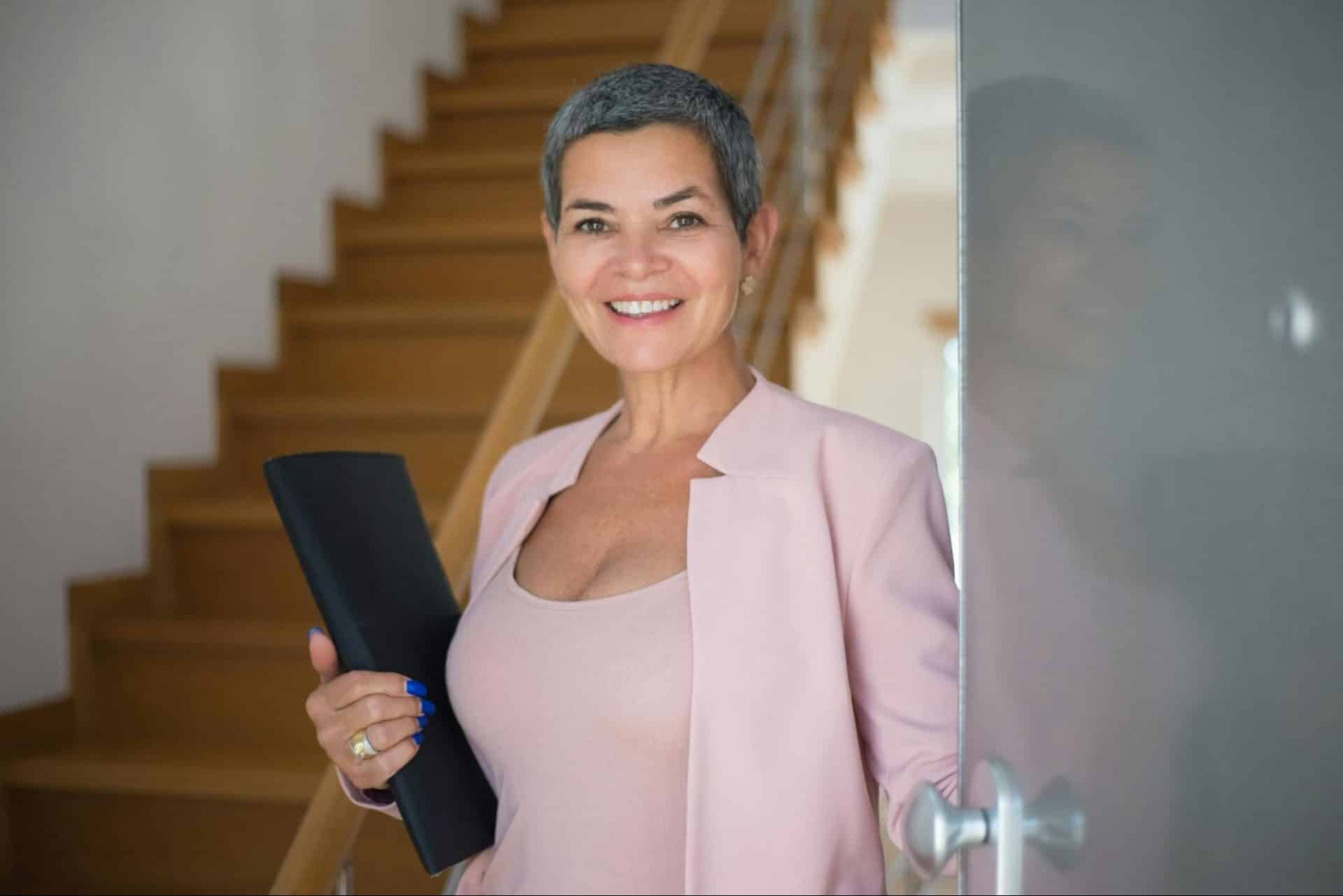 Woman confidently handling her responsibilities independently