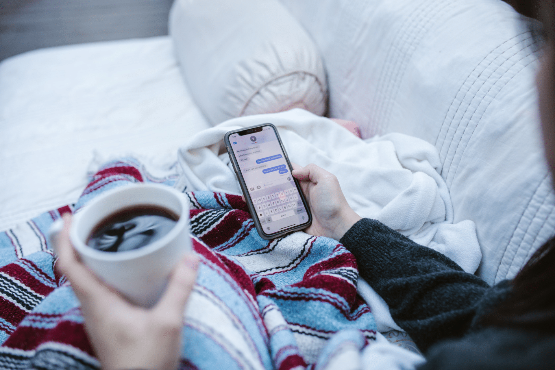 A woman sending messages without any response.